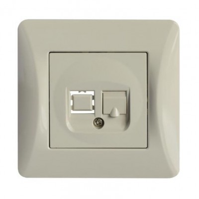 Πρίζα Τηλεφώνου RJ11 Μονή Μπεζ Lineme H-Series 50-00115-30